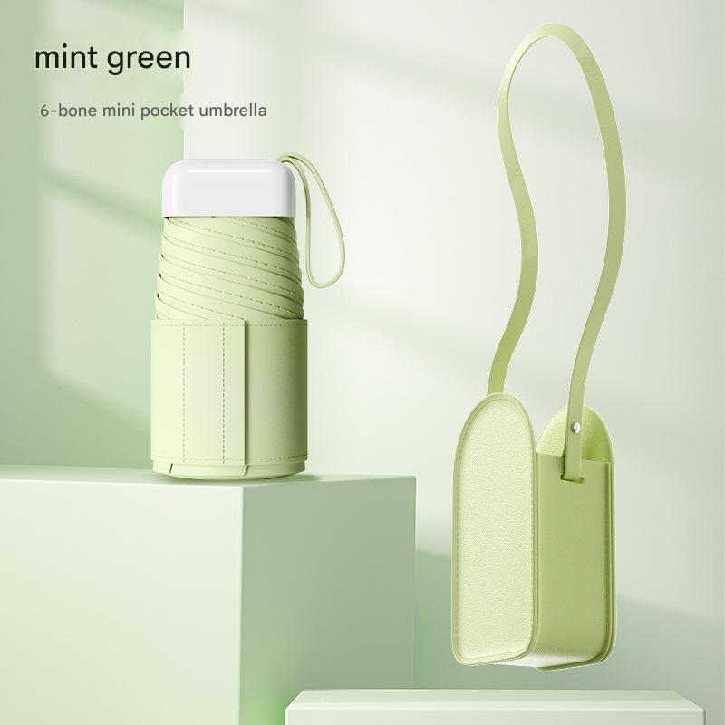 Mini Pocket Umbrella with Matching Crossbody Bag - UV Protection, 6-Rib Windproof Design(green) V888-ELOSUNG35161