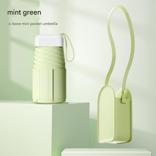 Mini Pocket Umbrella with Matching Crossbody Bag - UV Protection, 6-Rib Windproof Design(green) V888-ELOSUNG35161