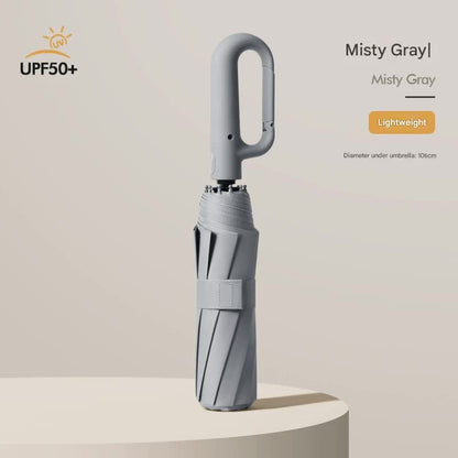 Automatic Open/Close Umbrella with UPF50+ Sun Protection - 10-Rib Windproof Design, Carabiner Handle(grey) V888-ELOSUNG35166