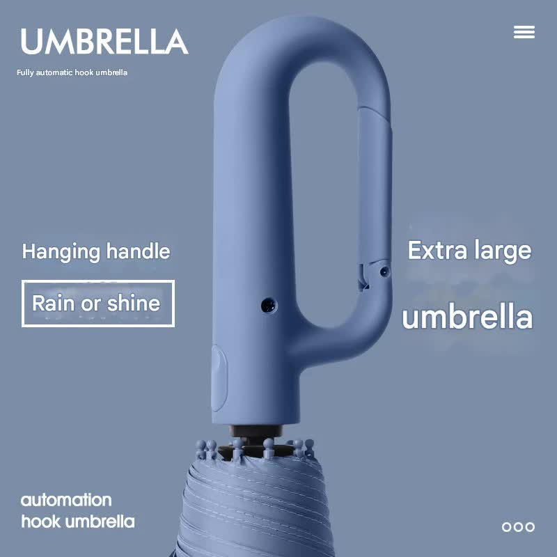 Automatic Open/Close Umbrella with UPF50+ Sun Protection - 10-Rib Windproof Design, Carabiner Handle(grey) V888-ELOSUNG35166