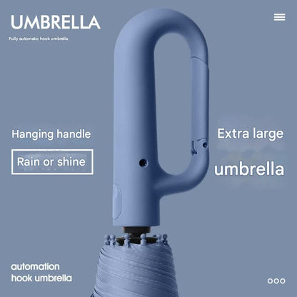 Automatic Open/Close Umbrella with UPF50+ Sun Protection - 10-Rib Windproof Design, Carabiner Handle(grey) V888-ELOSUNG35166
