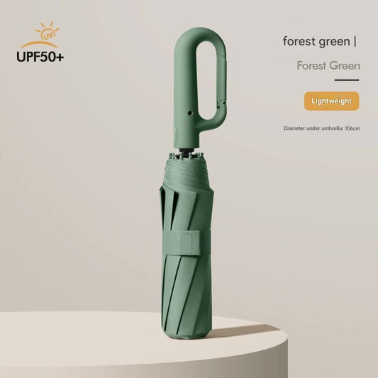 Automatic Open/Close Umbrella with UPF50+ Sun Protection - 10-Rib Windproof Design, Carabiner Handle(Green) V888-ELOSUNG35167