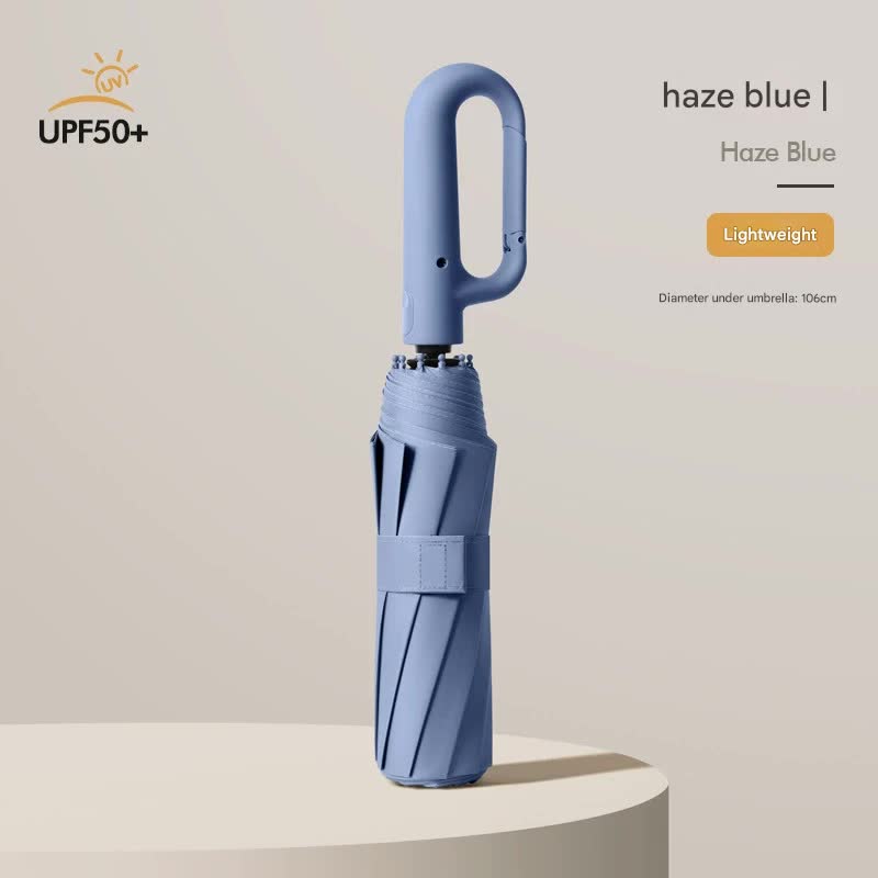Automatic Open/Close Umbrella with UPF50+ Sun Protection - 10-Rib Windproof Design, Carabiner Handle(Blue) V888-ELOSUNG35169