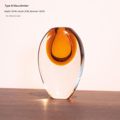 Artistic Teardrop Glass Vase - Handcrafted Glazed Finish for Hydroponics & Floral Decor(amber) V888-ELOSUNG35171