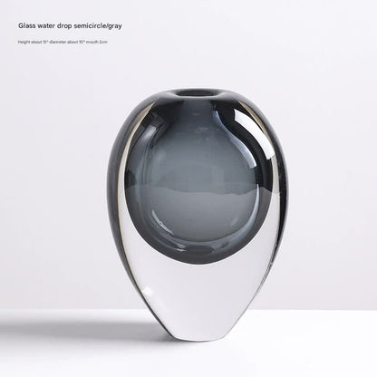 Artistic Teardrop Glass Vase - Handcrafted Glazed Finish for Hydroponics & Floral Decor(grey) V888-ELOSUNG35173