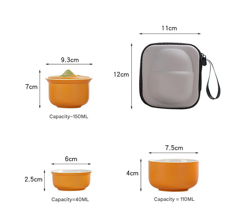 Portable Ceramic Tea Set for Travel - Quick Gaiwan with 3 Cups & Carrying Case(black) V888-ELOSUNG35174