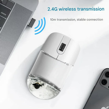 Whimsical 2.4G Wireless Mouse with Floating Animal Design - Comfortable, Quiet & Portable(pink) V888-ELOSUNG35180