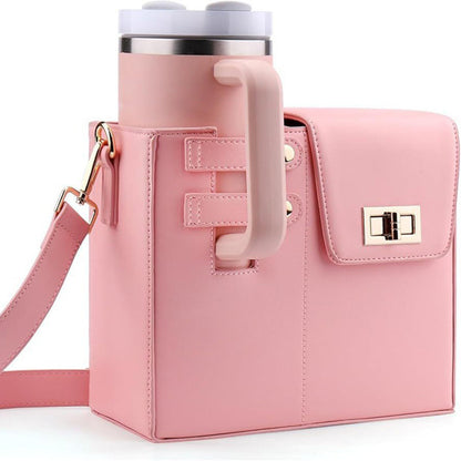 Chic PU Leather Crossbody Bag with Tumbler Holder - Multi-Compartment, Adjustable Strap,Does not include V888-ELOSUNG35186