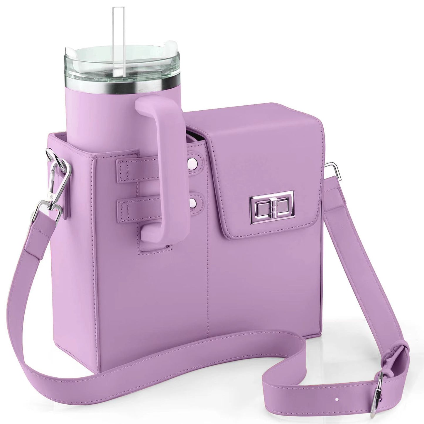 Chic PU Leather Crossbody Bag with Tumbler Holder - Multi-Compartment, Adjustable StrapChic PU Leather V888-ELOSUNG35190