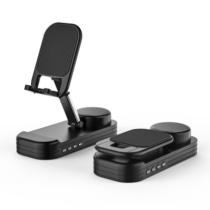 Foldable Desktop Phone Stand with Bluetooth 5.3 Speaker - Adjustable Angle & Height, TF/Line-In(black) V888-ELOSUNG35195