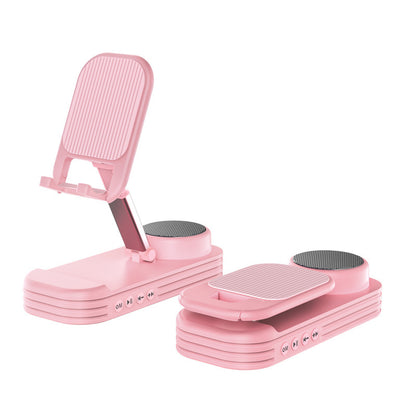Foldable Desktop Phone Stand with Bluetooth 5.3 Speaker - Adjustable Angle & Height, TF/Line-In(pink) V888-ELOSUNG35196