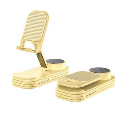 Foldable Desktop Phone Stand with Bluetooth 5.3 Speaker - Adjustable Angle & Height, TF/Line-In(yellow) V888-ELOSUNG35197