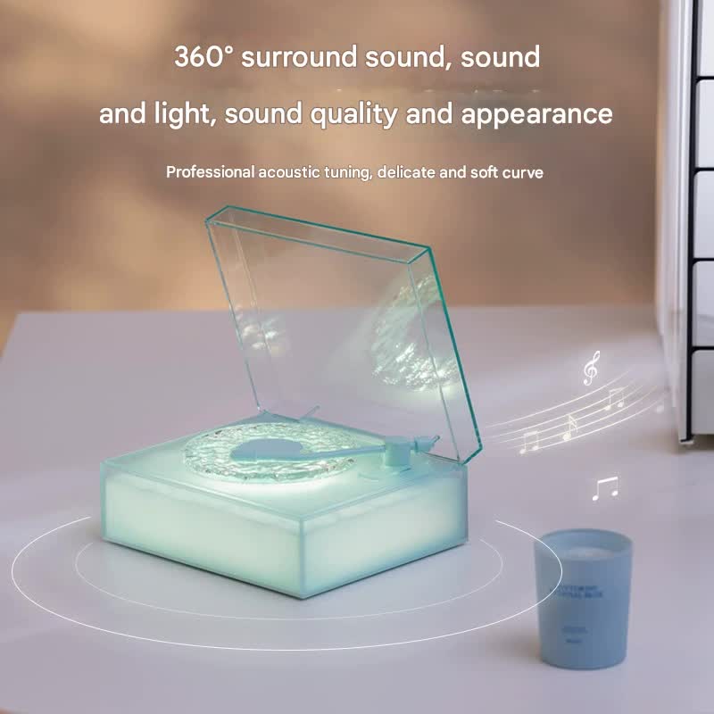 Retro Vinyl Bluetooth Speaker with Water Ripple Light Projection & 360 Surround Sound(pink) V888-ELOSUNG35200
