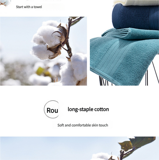 Premium Long-Staple Cotton Towel Set - 2 Hand Towels & 1 Bath Towel Gift Bundle(blue) V888-ELOSUNG35209