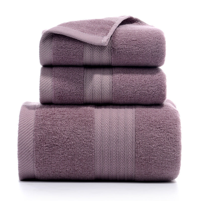 Premium Long-Staple Cotton Towel Set - 2 Hand Towels & 1 Bath Towel Gift Bundle(purple) V888-ELOSUNG35211