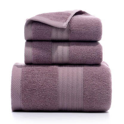 Premium Long-Staple Cotton Towel Set - 2 Hand Towels & 1 Bath Towel Gift Bundle(purple) V888-ELOSUNG35211