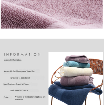 Premium Long-Staple Cotton Towel Set - 2 Hand Towels & 1 Bath Towel Gift Bundle(purple) V888-ELOSUNG35211