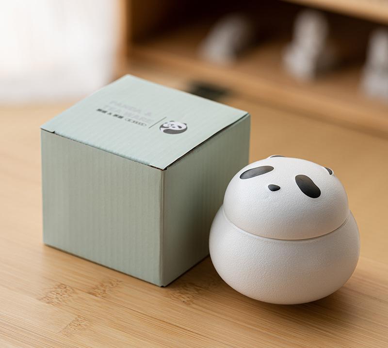 Artisanal Animal-Shaped Ceramic Tea Storage Jar with Gift Box - 140ml Capacity, Textured Finish(white) V888-ELOSUNG35223