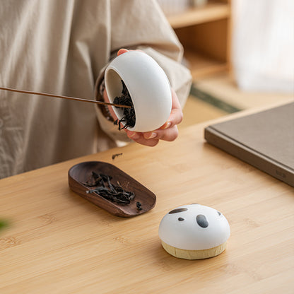 Artisanal Animal-Shaped Ceramic Tea Storage Jar with Gift Box - 140ml Capacity, Textured Finish(white) V888-ELOSUNG35223