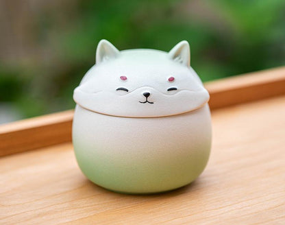 Artisan Ceramic Sealed Storage Jar with Animal Design - Airtight Tea Preservation & Decorative Accent(light V888-ELOSUNG35227