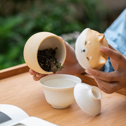 Artisan Ceramic Sealed Storage Jar with Animal Design - Airtight Tea Preservation & Decorative V888-ELOSUNG35229