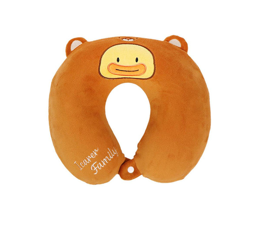 2-in-1 Convertible Eye Mask & Travel Neck Pillow Set - Plush Fabric with Snap Closure(brown) V888-ELOSUNG35239