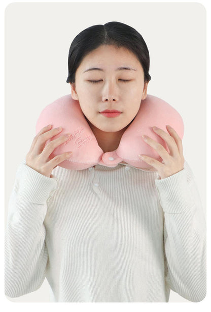 2-in-1 Convertible Eye Mask & Travel Neck Pillow Set - Plush Fabric with Snap Closure(brown) V888-ELOSUNG35239