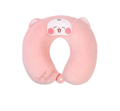 2-in-1 Convertible Eye Mask & Travel Neck Pillow Set - Plush Fabric with Snap Closure(pink) V888-ELOSUNG35240