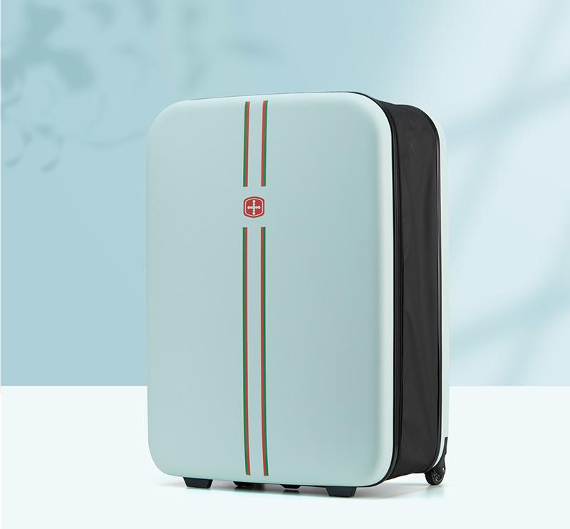 Compact Expandable Foldable Luggage - Reinforced Alloy Handle & Silent Wheels(light green) V888-ELOSUNG35243