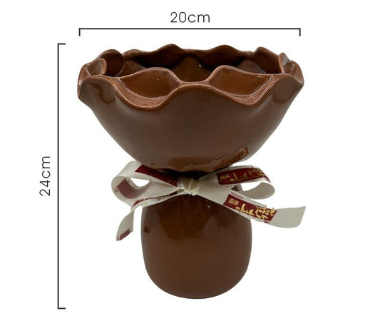 Handcrafted Minimalist Ceramic Vase - Artistic Home Decor Centerpiece(brown) V888-ELOSUNG35248