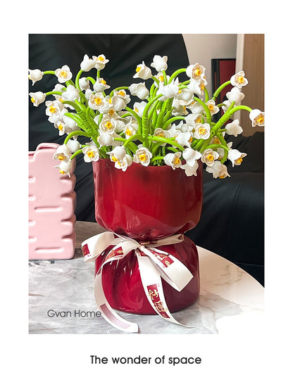 Artisan Handcrafted Ceramic Vase - Minimalist Home Decor with Stable Base(red) V888-ELOSUNG35250