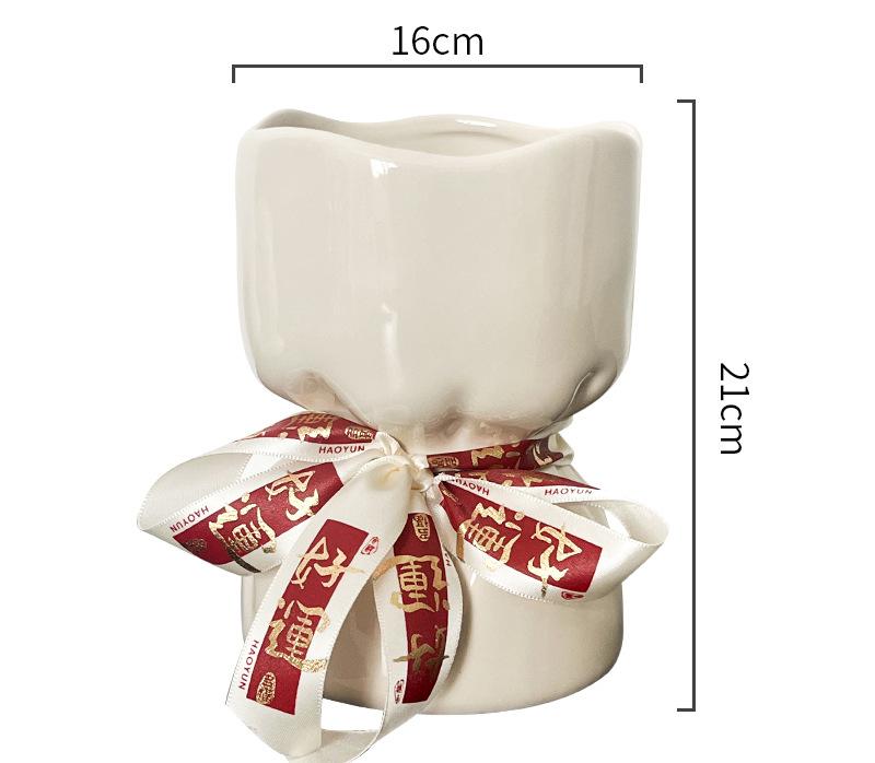 Artisan Handcrafted Ceramic Vase - Minimalist Home Decor with Stable Base(white) V888-ELOSUNG35251