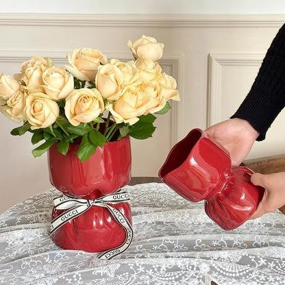 Artisan Handcrafted Ceramic Vase - Minimalist Home Decor with Stable Base(white) V888-ELOSUNG35251