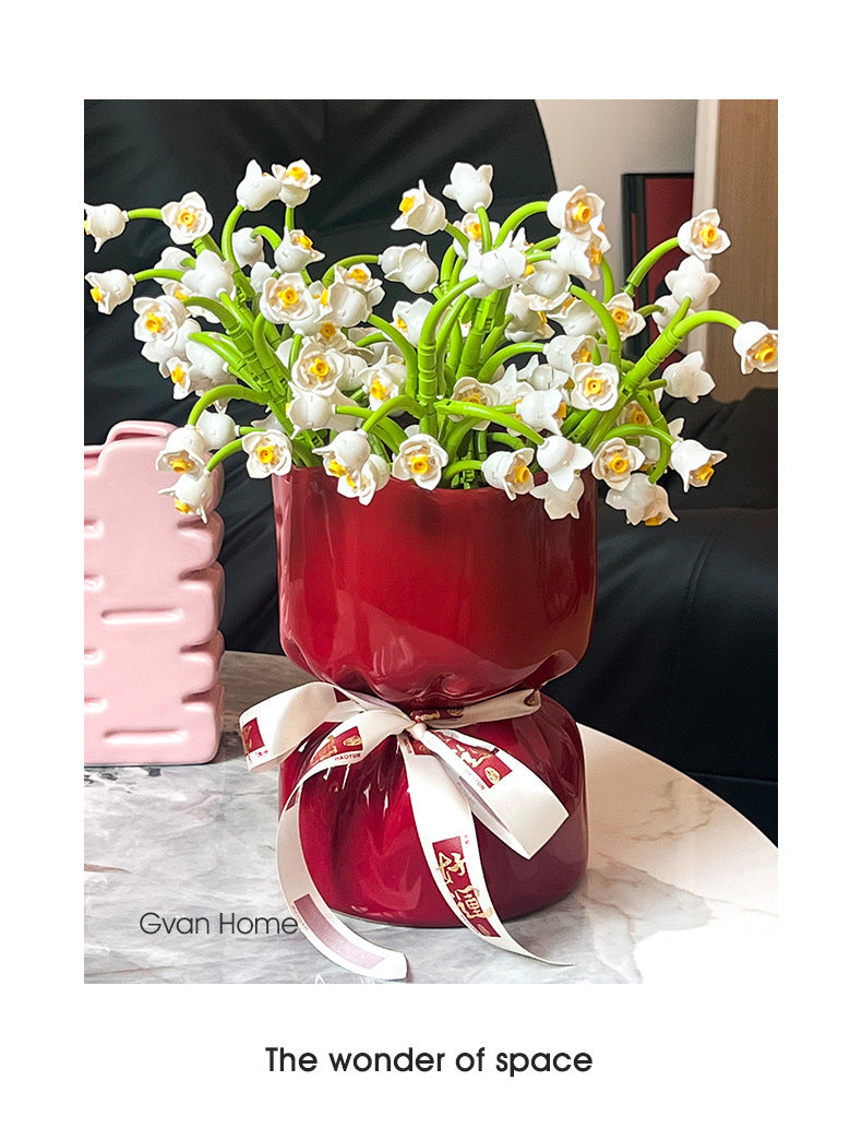 Artisan Handcrafted Ceramic Vase - Minimalist Home Decor with Stable Base(Paintings) V888-ELOSUNG35253
