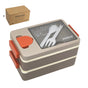 2L Double-Layer Bento Lunch Box - Leak-Proof with Utensil & Sauce Container(Grey) V888-ELOSUNG35266