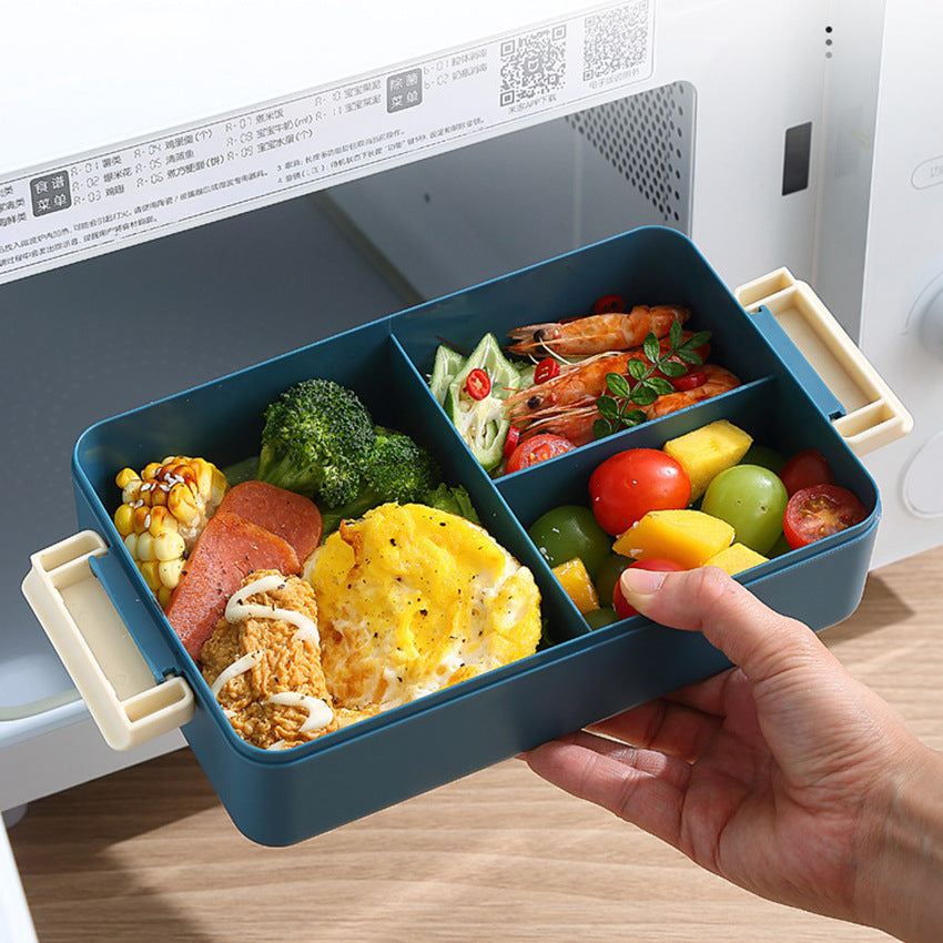 2L Double-Layer Bento Lunch Box - Leak-Proof with Utensil & Sauce Container(Grey) V888-ELOSUNG35266