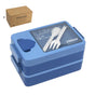 2L Double-Layer Bento Lunch Box - Leak-Proof with Utensil & Sauce Container(blue) V888-ELOSUNG35267