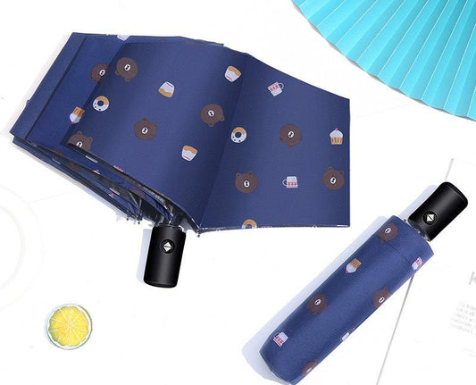 Auto Open/Close 8-Rib Sun & Rain Umbrella - 98cm UV Protection Canopy(navy blue) V888-ELOSUNG35277