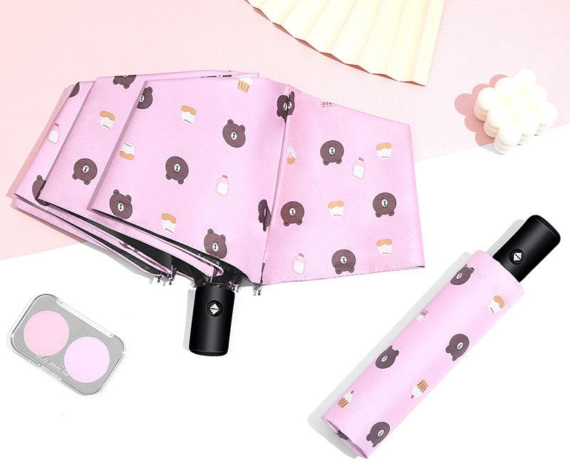 Auto Open/Close 8-Rib Sun & Rain Umbrella - 98cm UV Protection Canopy(pink) V888-ELOSUNG35279