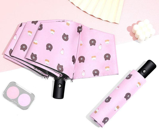 Auto Open/Close 8-Rib Sun & Rain Umbrella - 98cm UV Protection Canopy(pink) V888-ELOSUNG35279