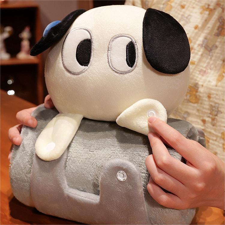 Plush 2-in-1 Pillow Blanket - Adorable Design for Cozy Comfort(Black Cat) V888-ELOSUNG35302