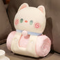 Plush 2-in-1 Pillow Blanket - Adorable Design for Cozy Comfort(White Cat) V888-ELOSUNG35305
