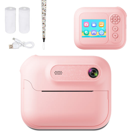 Kids Multi-Functional Camera Toy - Instant B&W Printing & Creative Stickers(pink) V888-ELOSUNG35310
