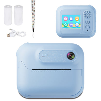 Kids Multi-Functional Camera Toy - Instant B&W Printing & Creative Stickers(blue) V888-ELOSUNG35311