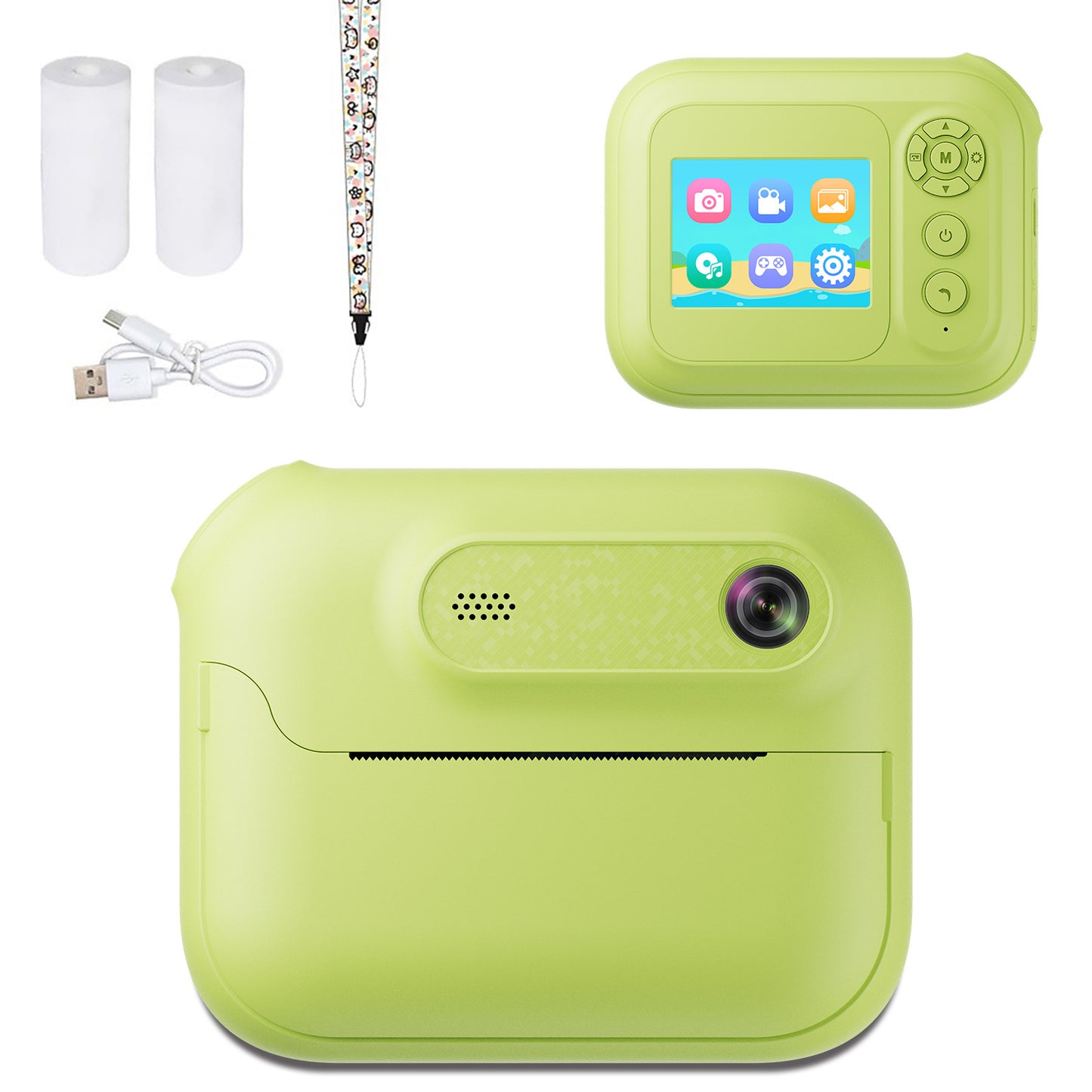 Kids Multi-Functional Camera Toy - Instant B&W Printing & Creative Stickers(yellow) V888-ELOSUNG35312