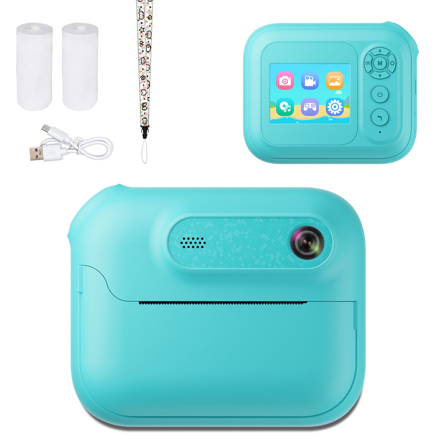 Kids Multi-Functional Camera Toy - Instant B&W Printing & Creative Stickers(yellow) V888-ELOSUNG35312