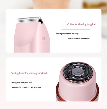 Dual-Head Electric Hair Trimmer - IPX7 Waterproof Body Groomer with Type-C Charging(Beige) V888-ELOSUNG35316