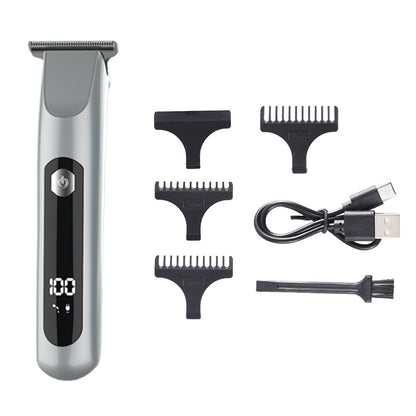 Professional Steel Hair Clipper - Low Noise Motor with 3 Guard Combs & Type-C Charging(silver) V888-ELOSUNG35318