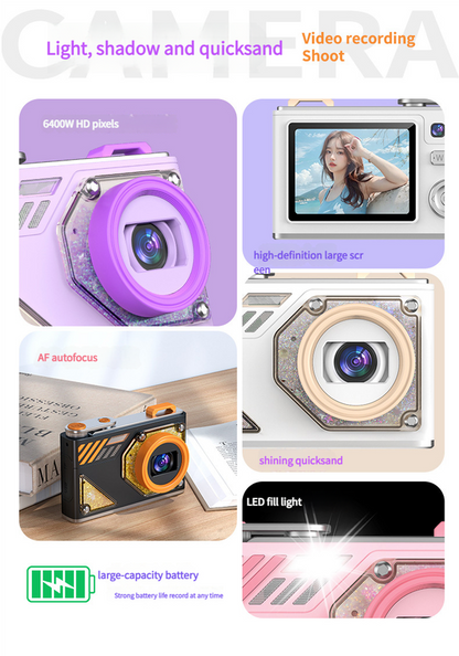 Glitter Sand Design 64MP HD Digital Camera with LED Fill Light & Auto Focus(black) V888-ELOSUNG35332