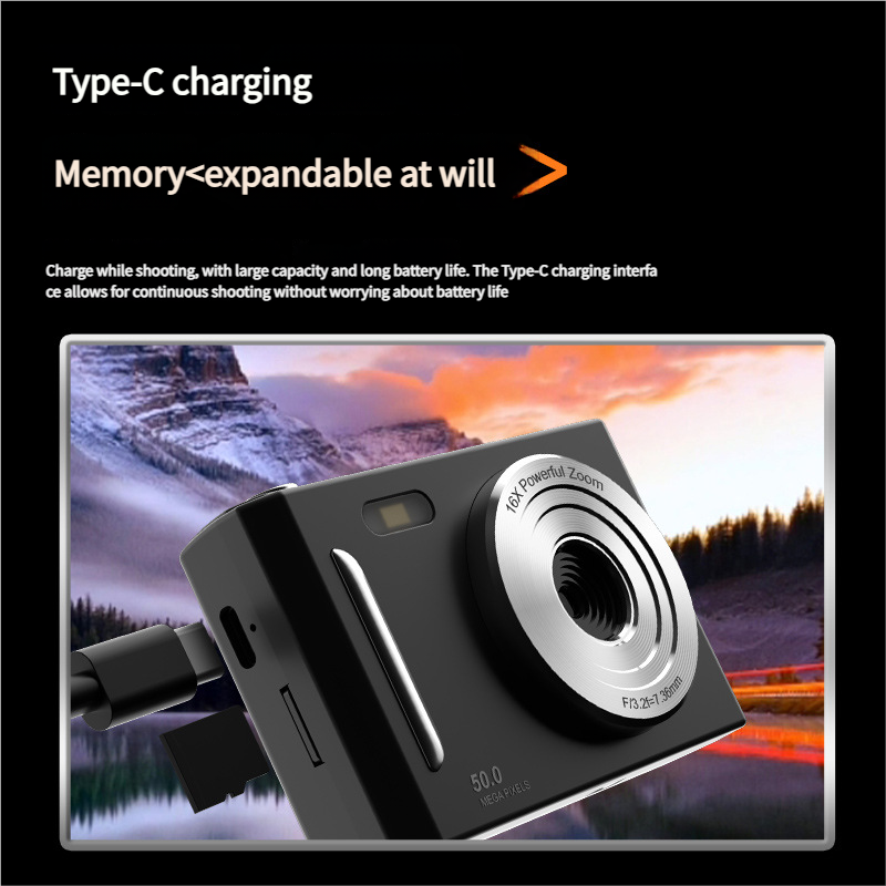 50MP HD Digital Camera with 8X Zoom & Dual Lens System(silvery) V888-ELOSUNG35338